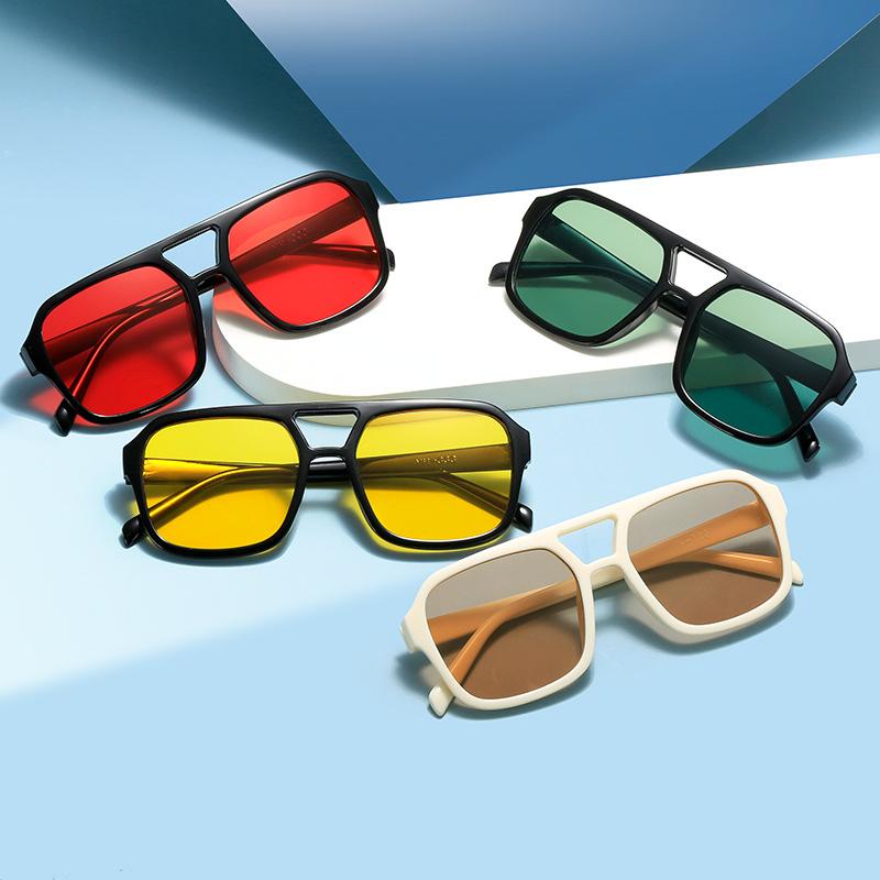 2024 New Double Beam Sunglasses Square Distinctive Korean Style Instagram Fashionable Sunglasses Retro High-grade Anti-UV
