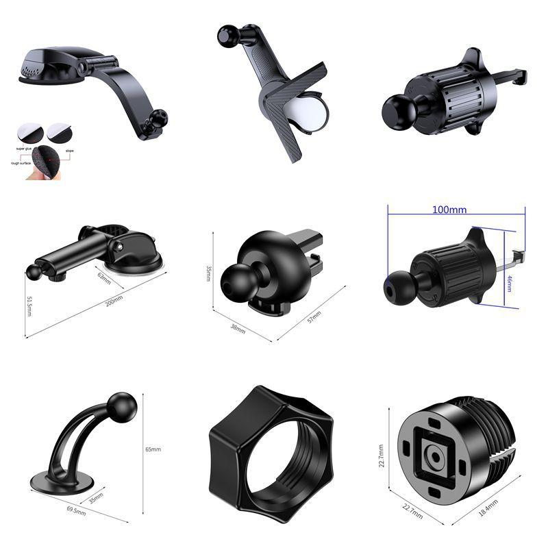 Car Phone Holder Accessories Universal Suction Cup Base 17mm Ball Head Air Vent Hook Navigation Bracket Accessories Wholesale