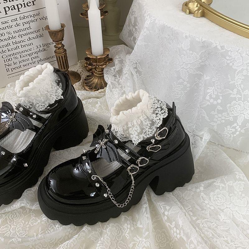 Goth Jk Girl Versatile Sweet Cool Style Shoes Spring and Autum New Retro British Style Heightening and Slimming Look Mary Jane Shoes