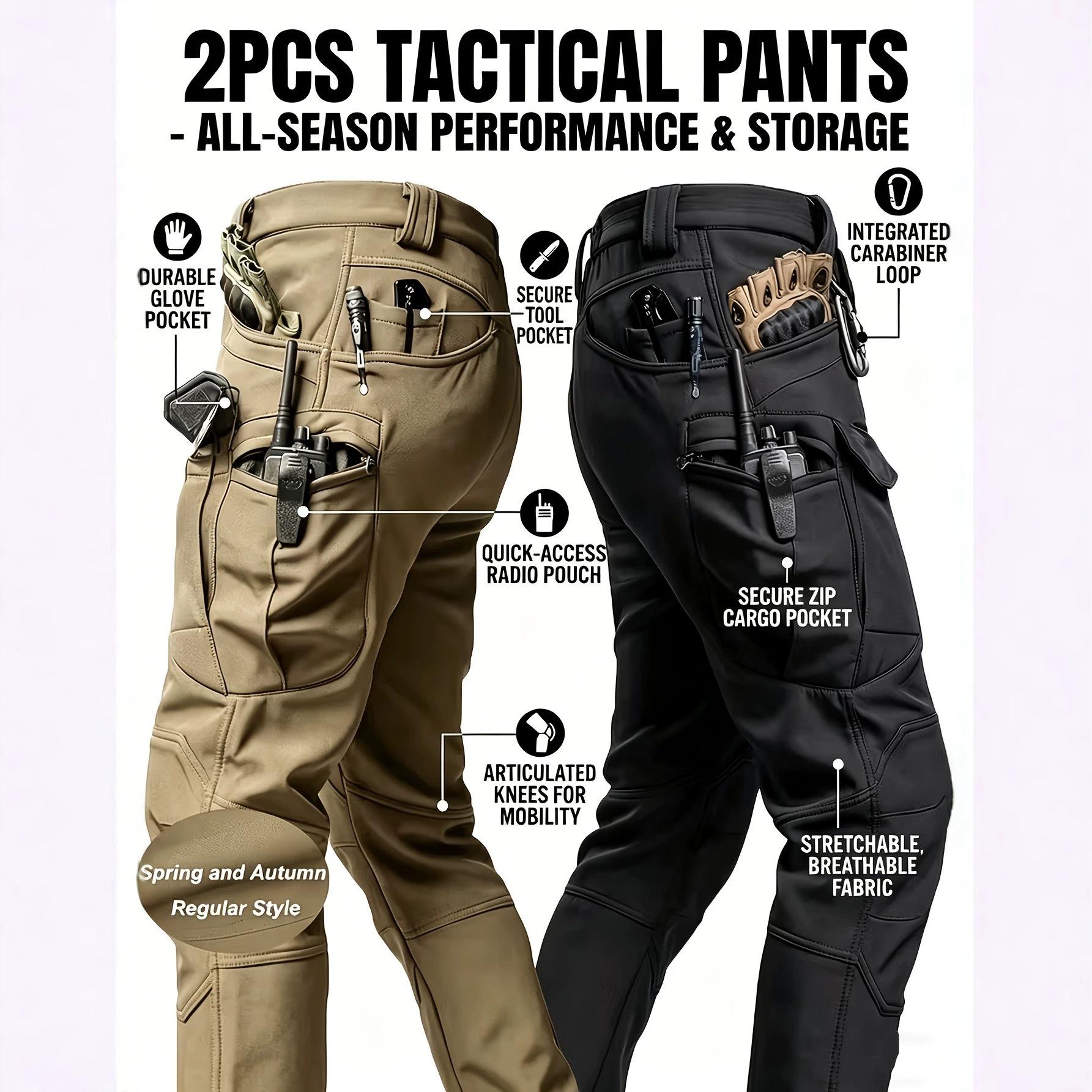 Amazon 2026 Men's Outdoor Wear-Resistant Tactical Work Pants Casual Pants Multi-Pocket Solid Color Breathable In Stock