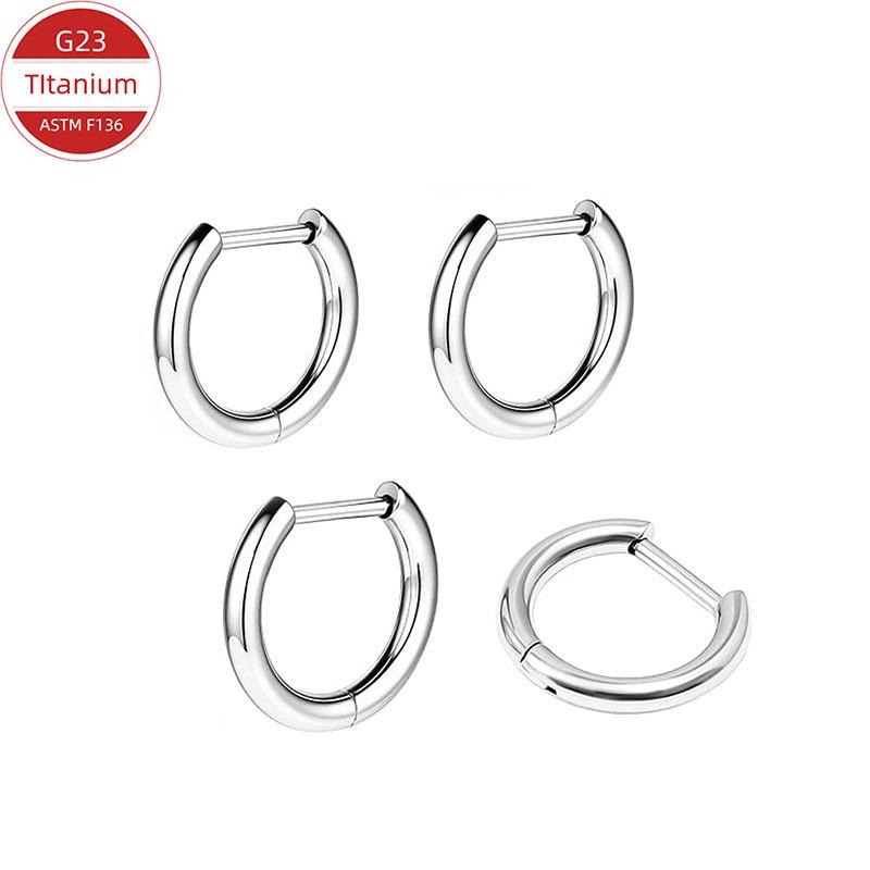 F136 Titanium Alloy Straight Needle D-Ring Ear Hoop Semi-Circle Nose Ring Polished Fashion Plain Hoop Ear Piercing D-Shaped Earrings