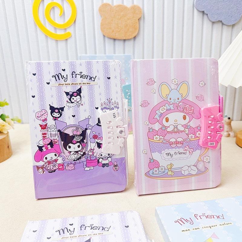 Cartoon Sanrio password notebook stationery prize for children and elementary school students, cute notebook with lock, diary, notepad