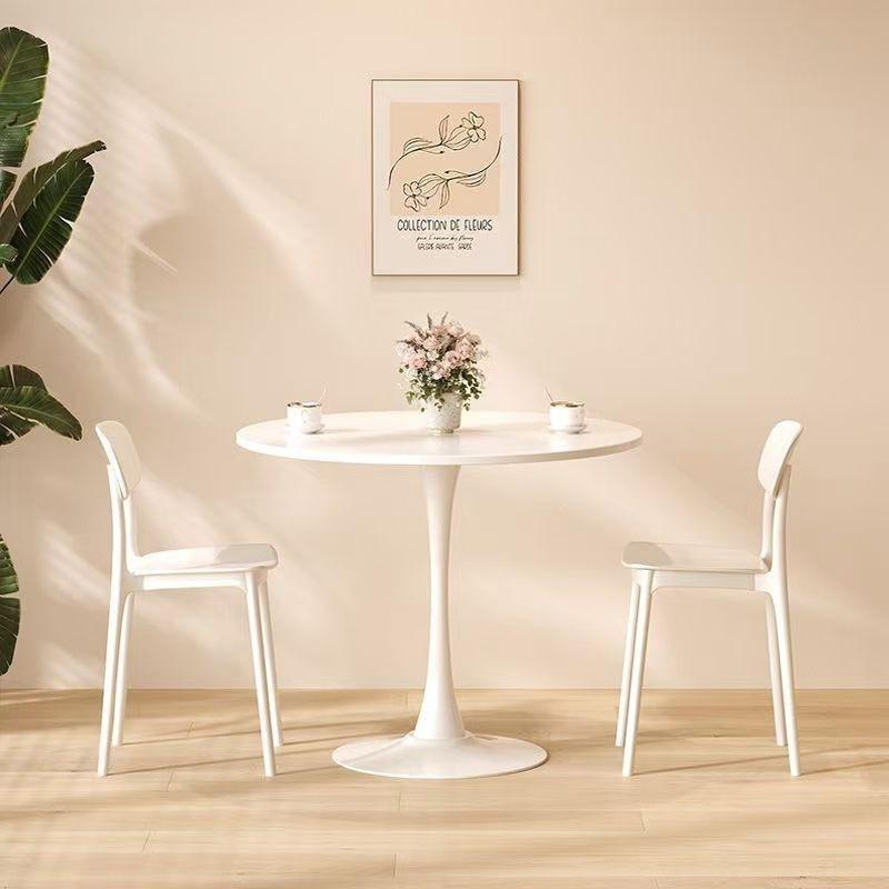 Negotiation table, dining table, trendy white Nordic ins-style round table and chair set for milk tea and coffee shops, tulip dining table