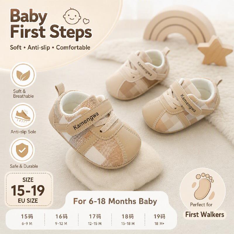Baby soft-soled non-slip toddler shoes for spring and autumn, color-blocked baby shoes, Velcro handmade shoes for boys and girls, available for wholesale