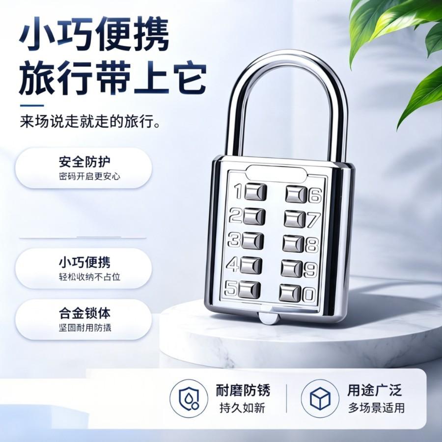 Small password padlock for dormitory students, anti-theft lock for dormitory cabinets, storage lockers, and luggage