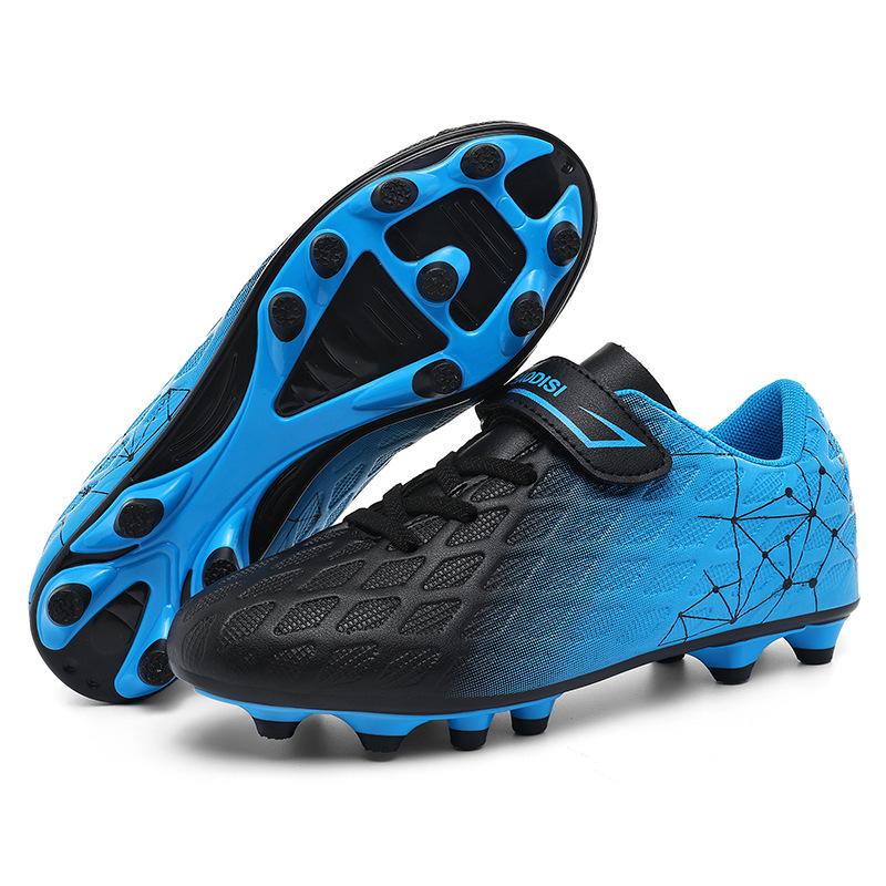 New cross-border Velcro football shoes for children, breathable long-studded training soccer shoes, lawn wear-resistant sports shoes