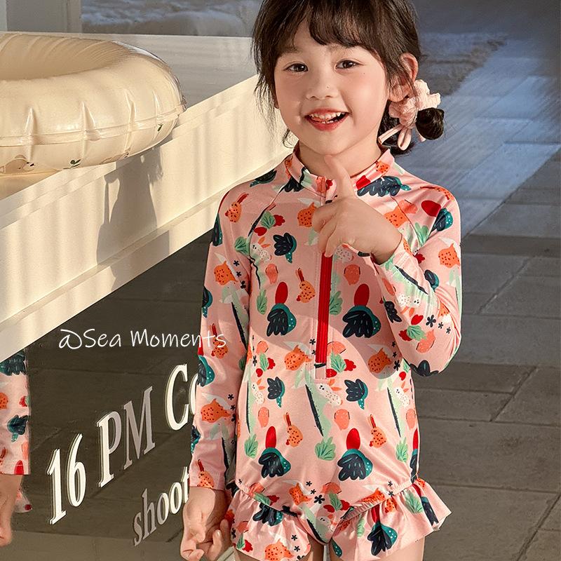 New Girls Swimsuit Summer Kidsren's Cute One-Piece Quick-Drying Colorful Swimsuit Baby Fashionable Princess Style Swimsuit