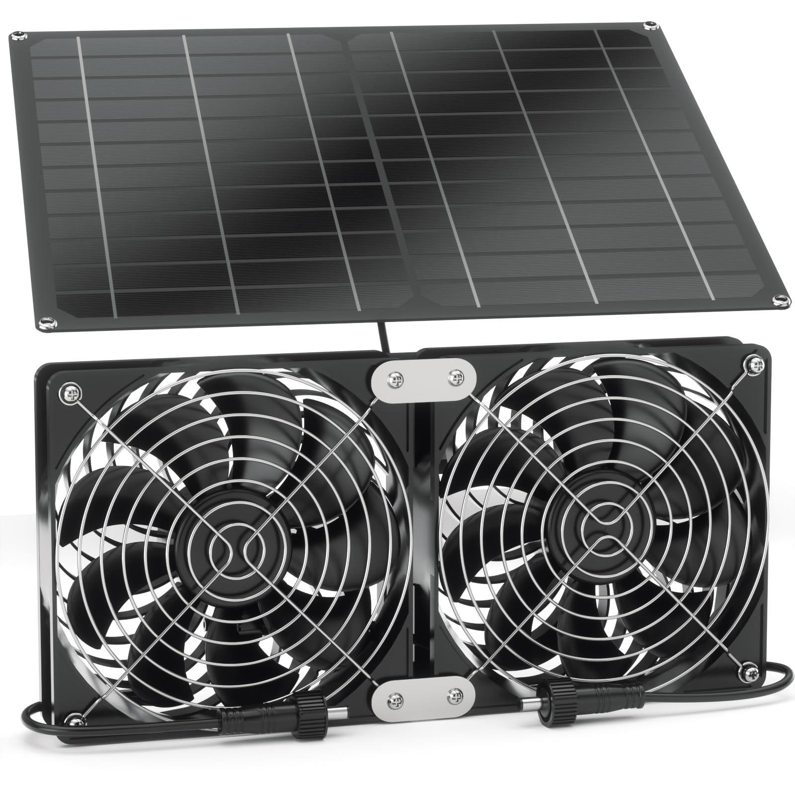 Cross-Border Exclusive for Single Crystal 15W12V Solar Photovoltaic with Two Ipx7 Waterproof Fan for Outdoor Greenhouse