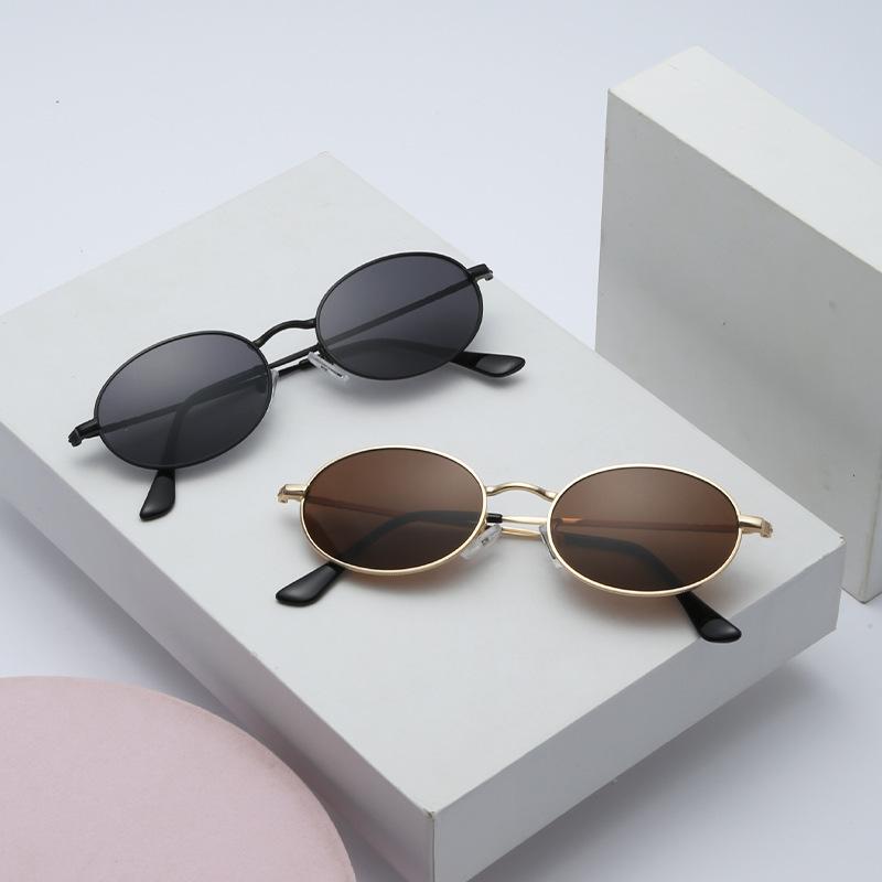 2026 New Kidsren's Sunglasses Metal Oval Frame Glasses Anti-Uv Street Style Retro Baby Sunglasses