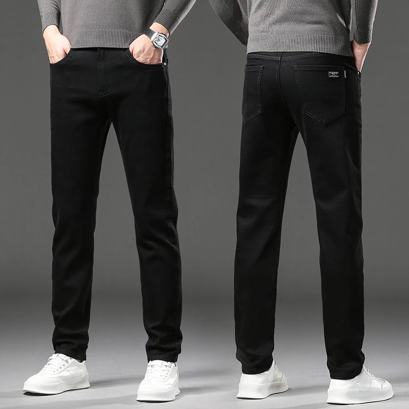 Spring Men's Jeans Straight-Leg Slim-Fit Versatile Trousers 2026 New Men's Black and Gray Business Casual Pants