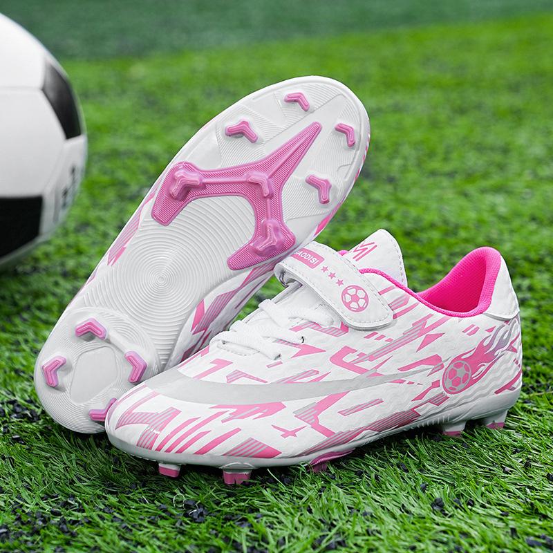 Cross-Border Factory Direct Sales Children's New Football Shoes with Broken Spikes, Long Spikes, Broken Spikes, Rotating Buckle, Student Competition Football Shoes