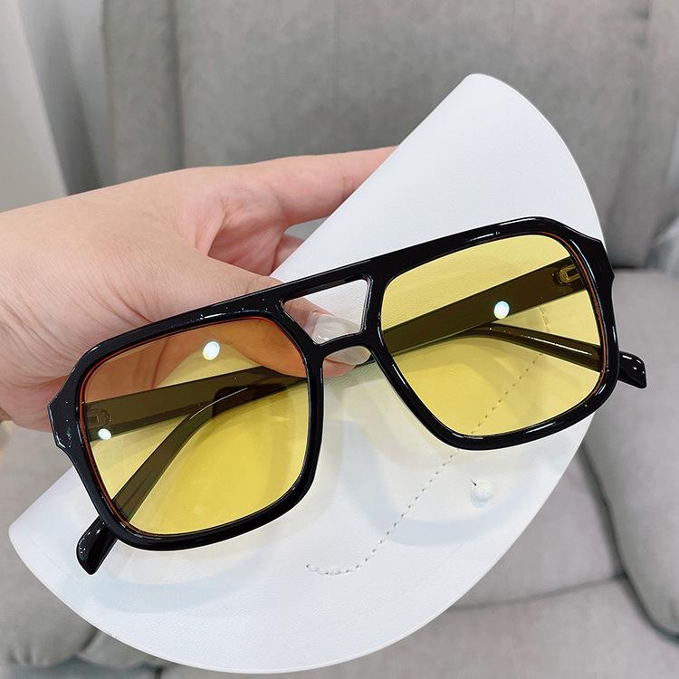 Double-Bridge Square Sunglasses 2022 New Korean Style Trendy Retro High-End Uv Protection Stylish Party Sunglasses