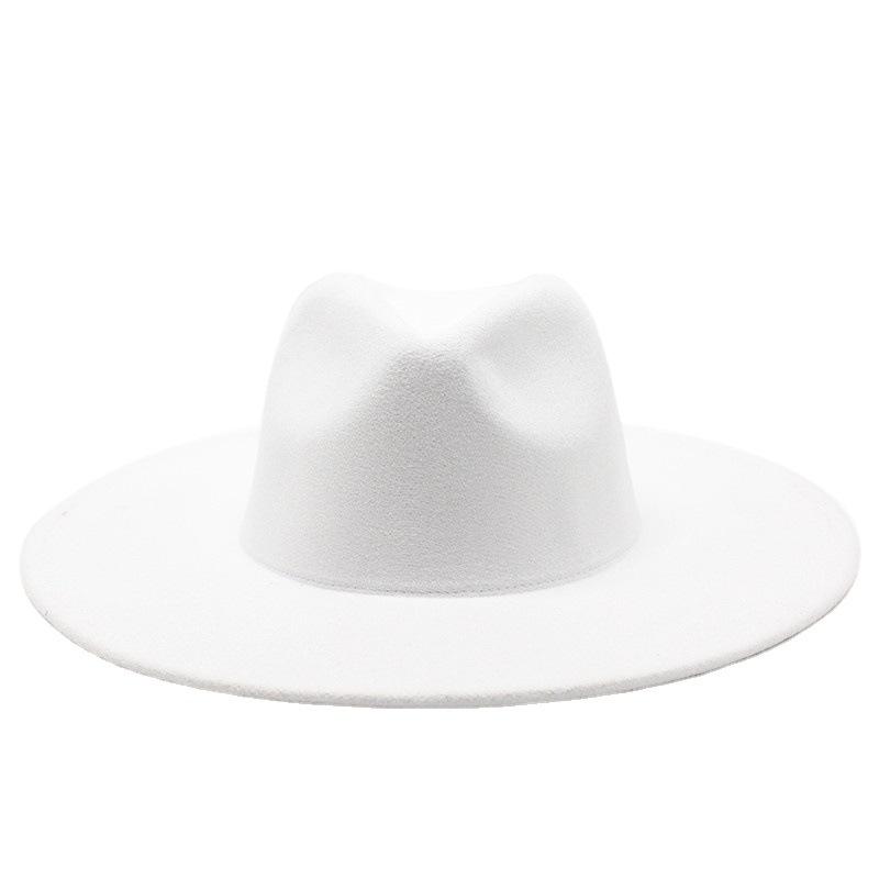 Cross-Border Aliexpress Amazon Male and Female Couple Flat Brim Big Brim Hat Autumn and Winter Wool Hat Jazz Gentleman Hat