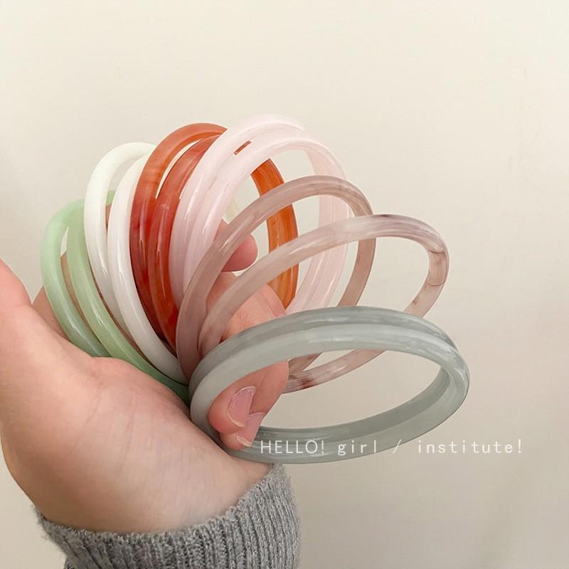 Glass Imitation Jade Bracelet Wholesale Thin Bracelet Jingle Bracelet Hanfu Accessories Bracelet Ban Step Ring Wholesale