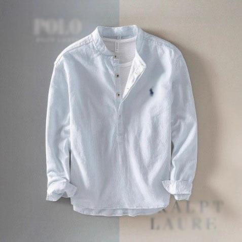 2026 New Style Shirt Tops Men's Casual Shirts Korean Style Slim Fit Solid Color Stand Collar Pullover Commuter Shirts for Men