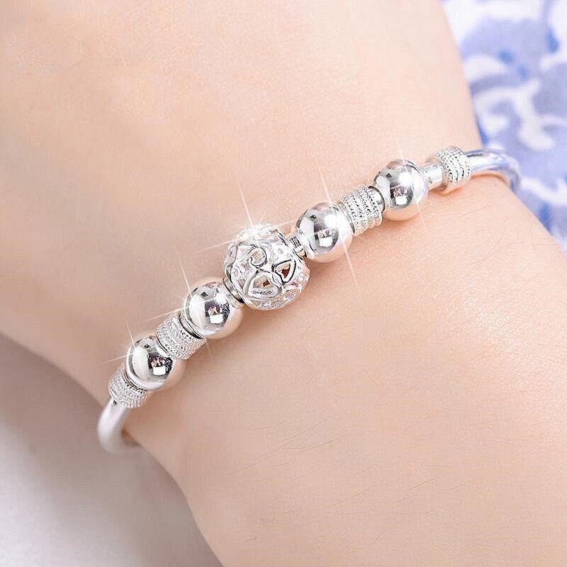 New Nine Transfer Bead Bracelet for Women, Simple Silver-Plated Sansheng Iii Bracelet for Women, Exquisite Ball Jewelry Manufacturer Wholesale