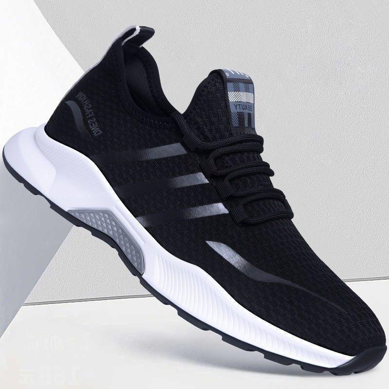 Trendy Shoes New Autumn Breathable Fly-Knit Mesh Internet Celebrity Trendy Shoes Korean Version Men's Sports Casual Comfortable Running Men's Shoes