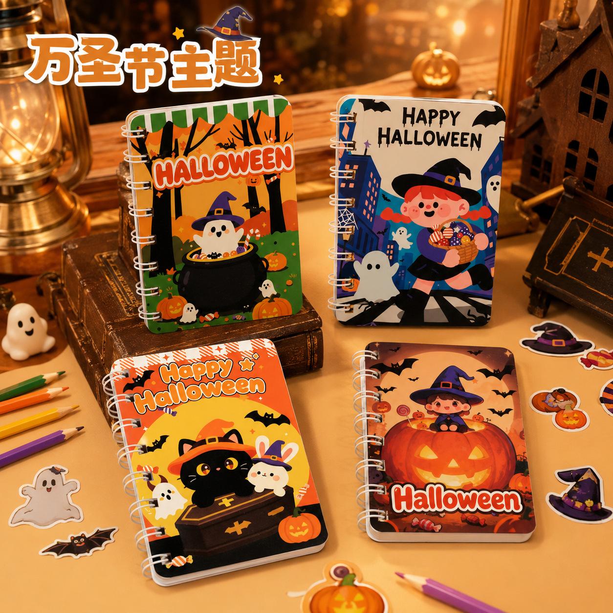 Halloween Coil Notebook Cartoon Portable Notebook Student Notepad Christmas Gift Holiday In Stock
