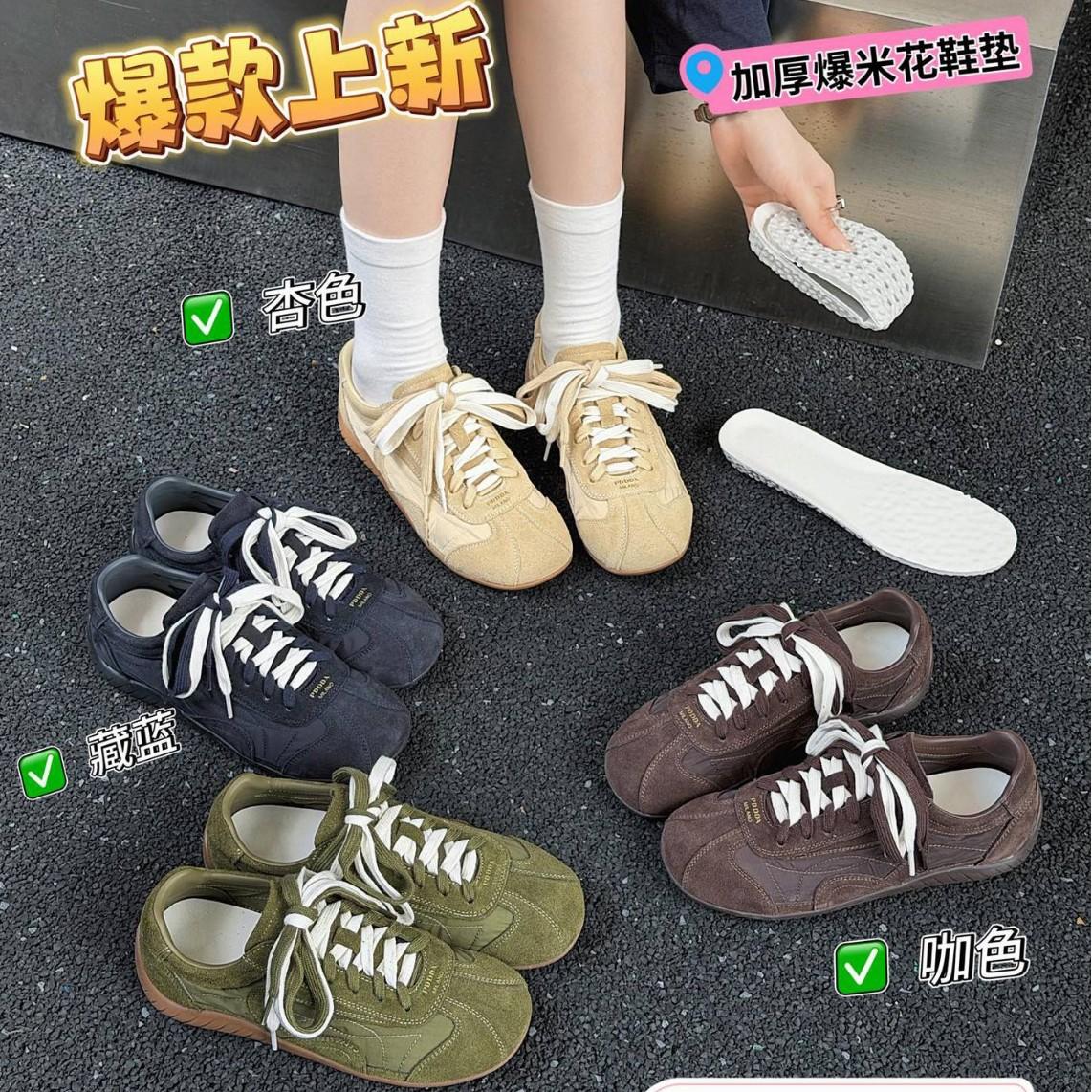 Korean-style retro genuine leather fabric soft-soled German training shoes for women, 2026 autumn new model, comfortable, lightweight, versatile, Forrest Gump running shoes