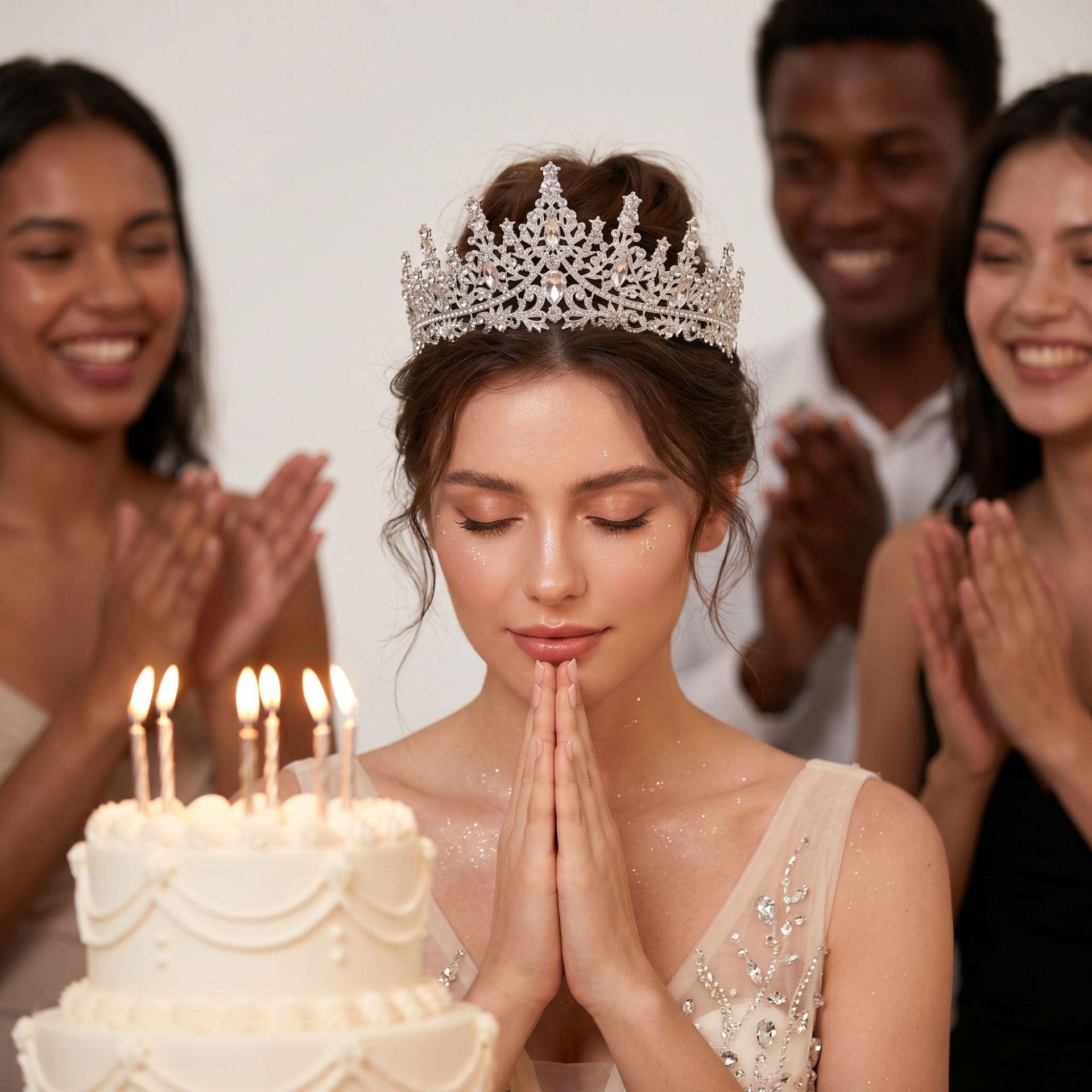High-End Rhinestone Birthday Crown Headpiece in Princess Style, Wedding Dress Hair Accessory, Bridal Jewelry, Pearl Crown Headpiece