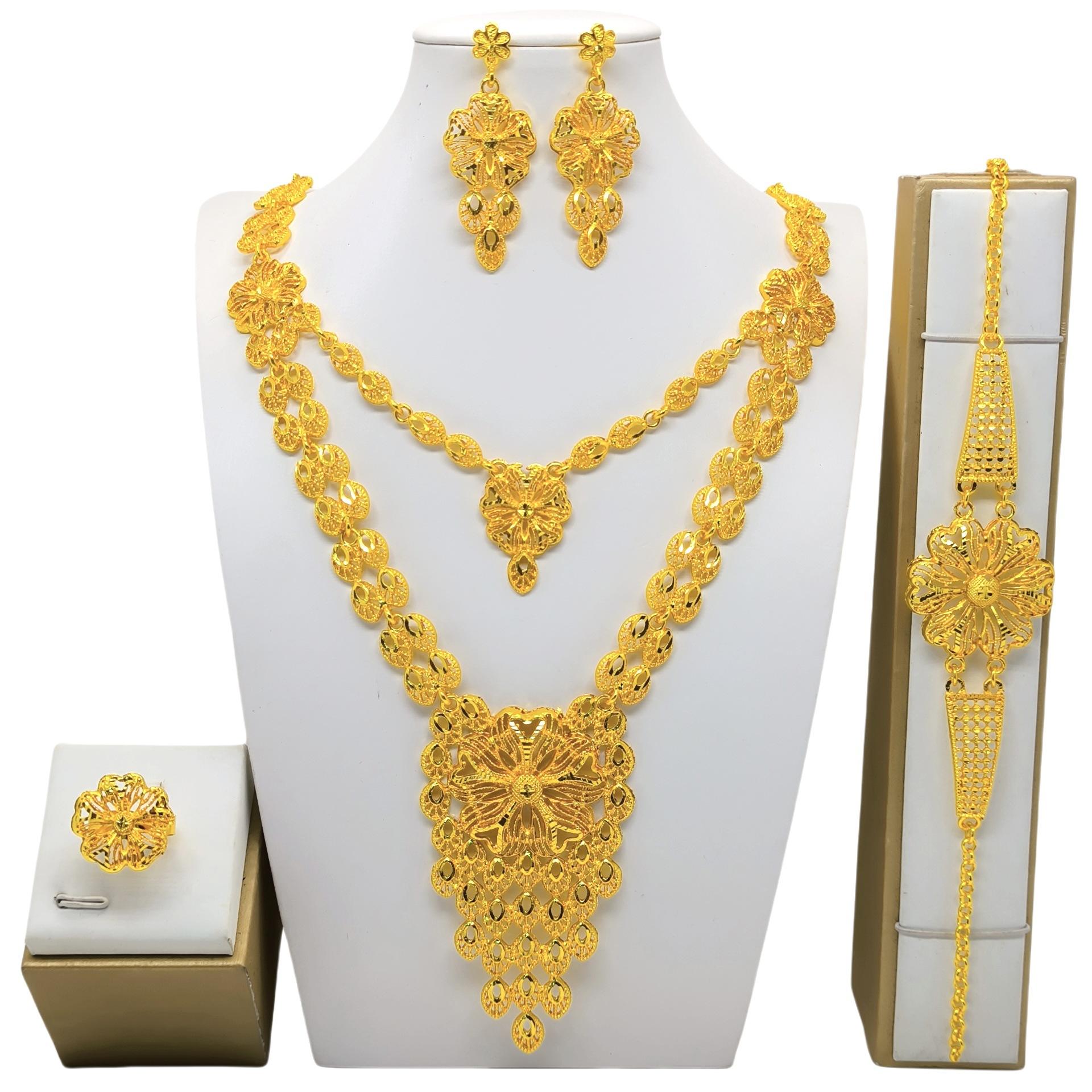 Imitation Copper Jewelry Set Bridal Gift India Dubai Vietnam Ladies Wedding Jewelry Africa Middle East Spot Wholesale