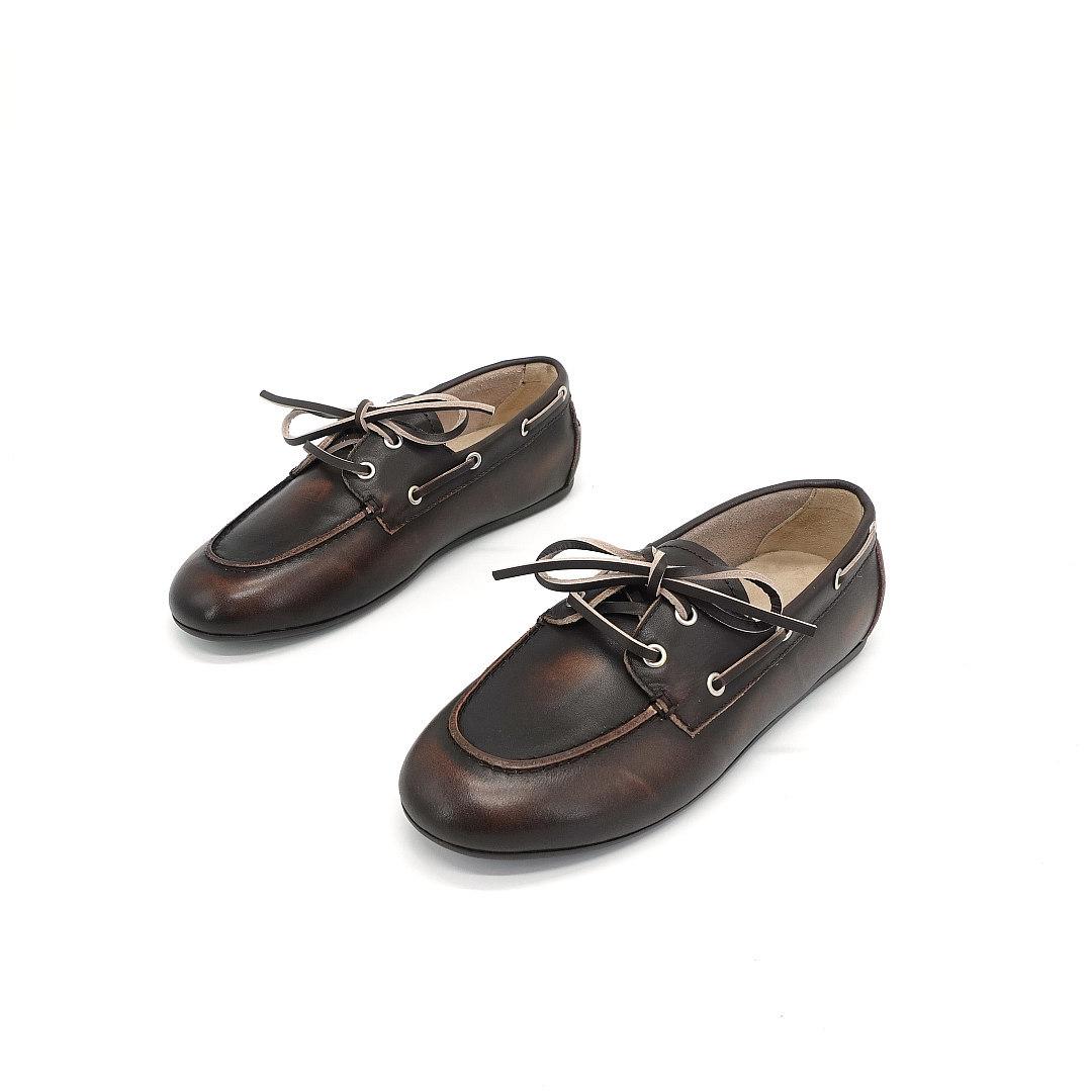 2026 New Vintage-Style Loafers for Women, Flat Boat Shoes, Distressed Leather Shoes