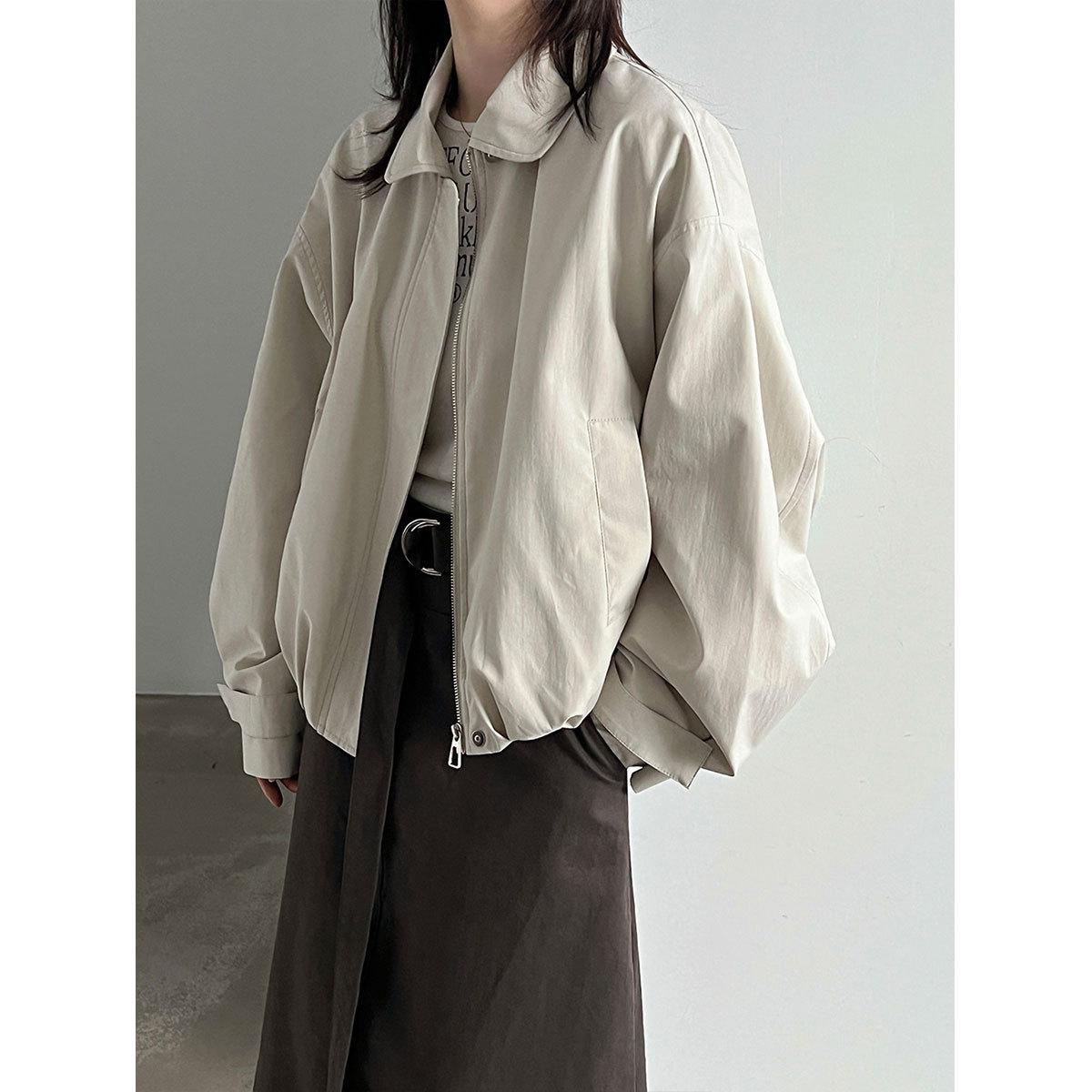 LUXI Simple Doll Collar Short Coat for Women 26 Autumn Loose Fit Casual Versatile Trench Coat Jacket 5240