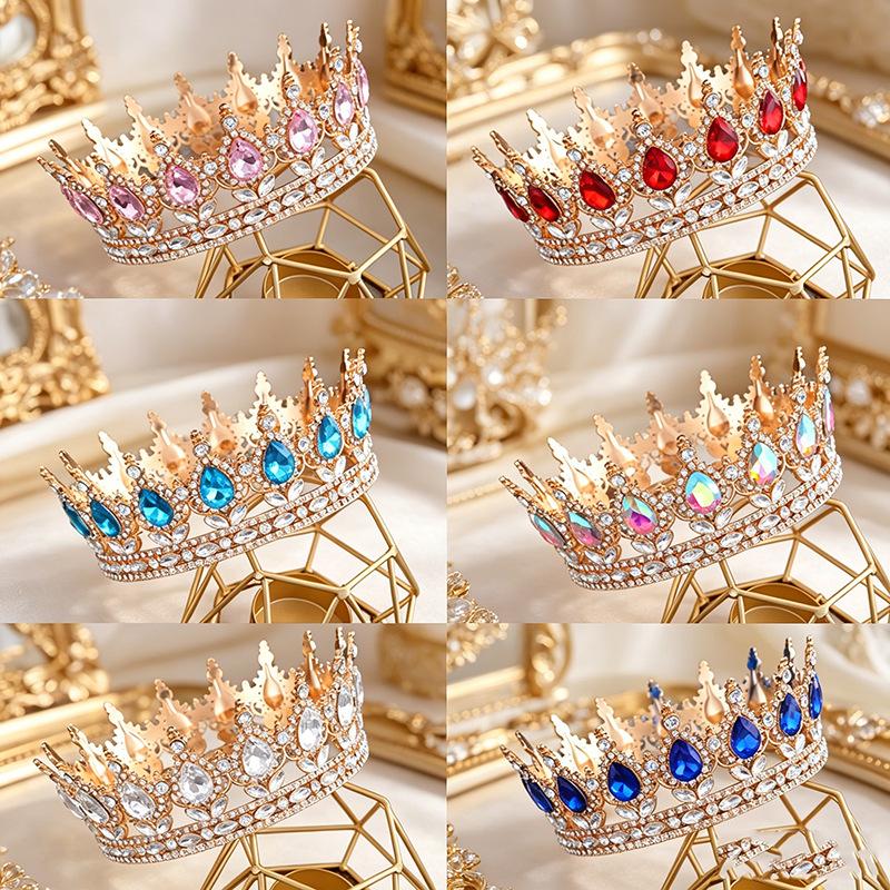 Cross-Border Exclusive Supply of Baroque Full-Circle Crowns, Bridal Headpieces, Alloy Rhinestone Crowns, Stage Show and Beauty Pageant Hair Accessories
