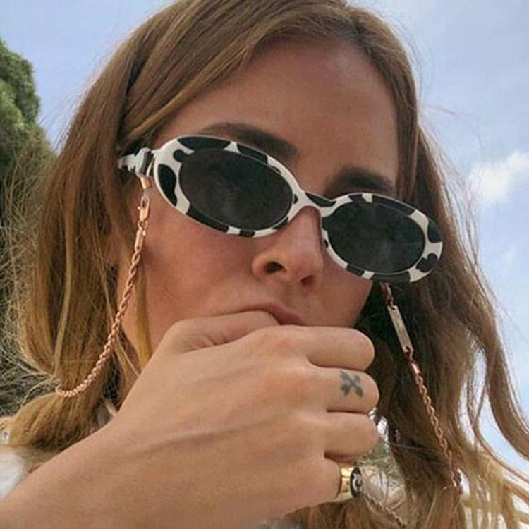 Oval Pattern Color European and American Trendy Cow Color Small Frame Sunglasses Star Same Style Fashion Cross-Border Sunglasses Wholesale