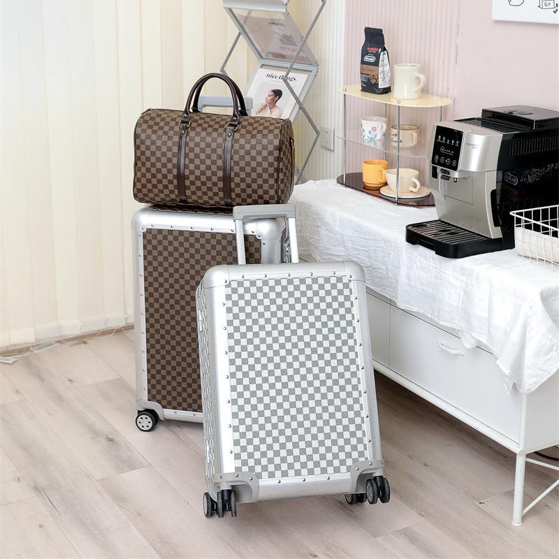 Business All-Aluminum Magnesium Alloy Trolley Suitcase for Women 20inch Carry-On 24-Inch Suitcase for Men with Silent Universal Wheels, Trendy and Lightweight