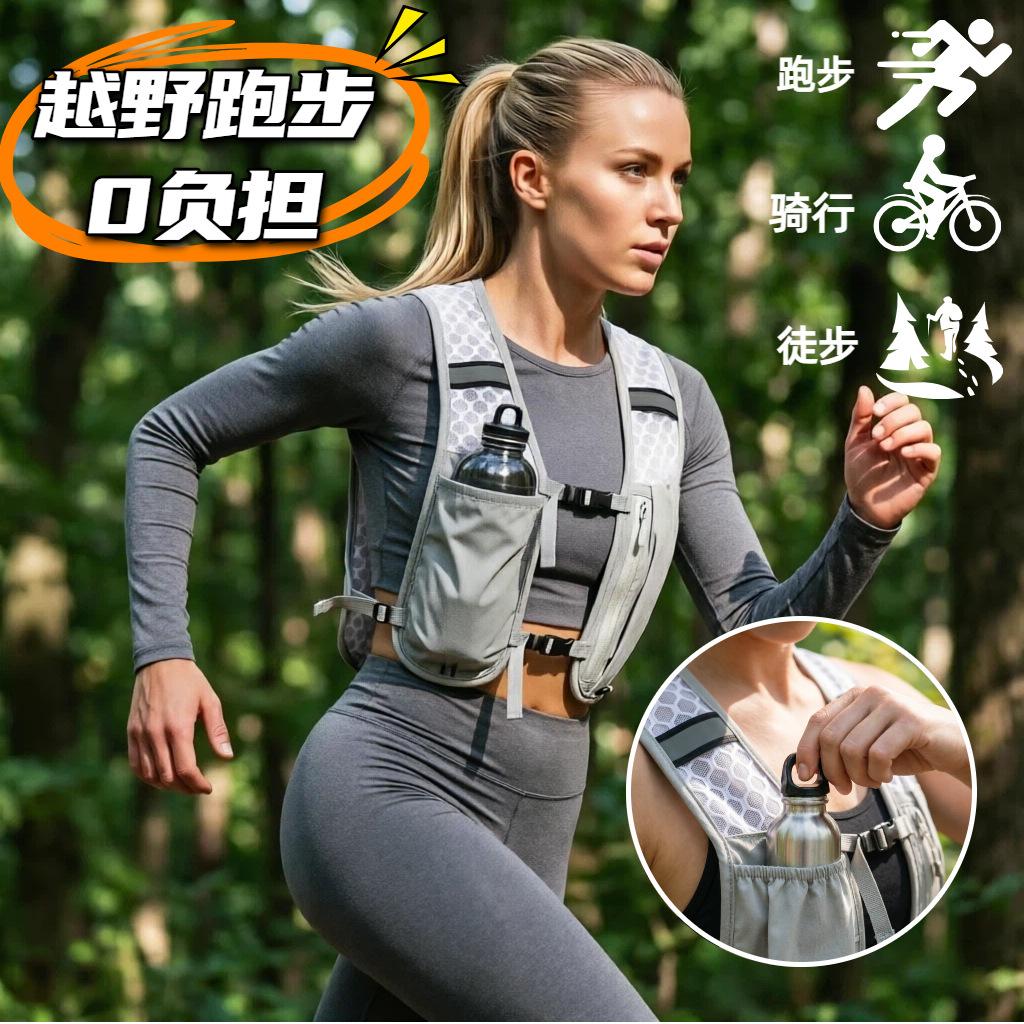 Running Vest Bag, Outdoor Sports Cross-Country Running Backpack, Cycling Hiking Vest Bag, Lightweight Water Bottle Storage