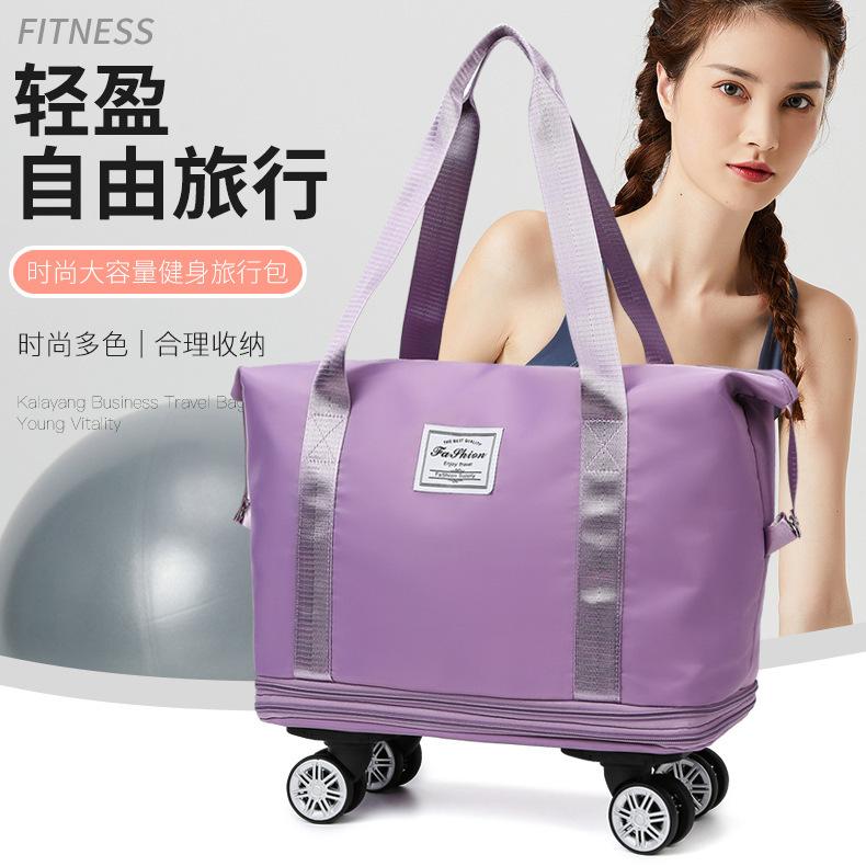 Cross-Border Wholesale Universal Wheel Travel Bag Large Capacity Luggage Bag Can Be Inserted into the Trolley for Students to Go Out and Start School Storage Bag