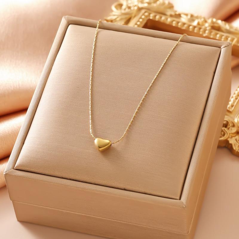 Cross-Border Amazon Heart-Shaped Pendant Necklace for Women, Korean Simple and Exquisite Niche Light Luxury Necklace, Small and Delicate Heart Design