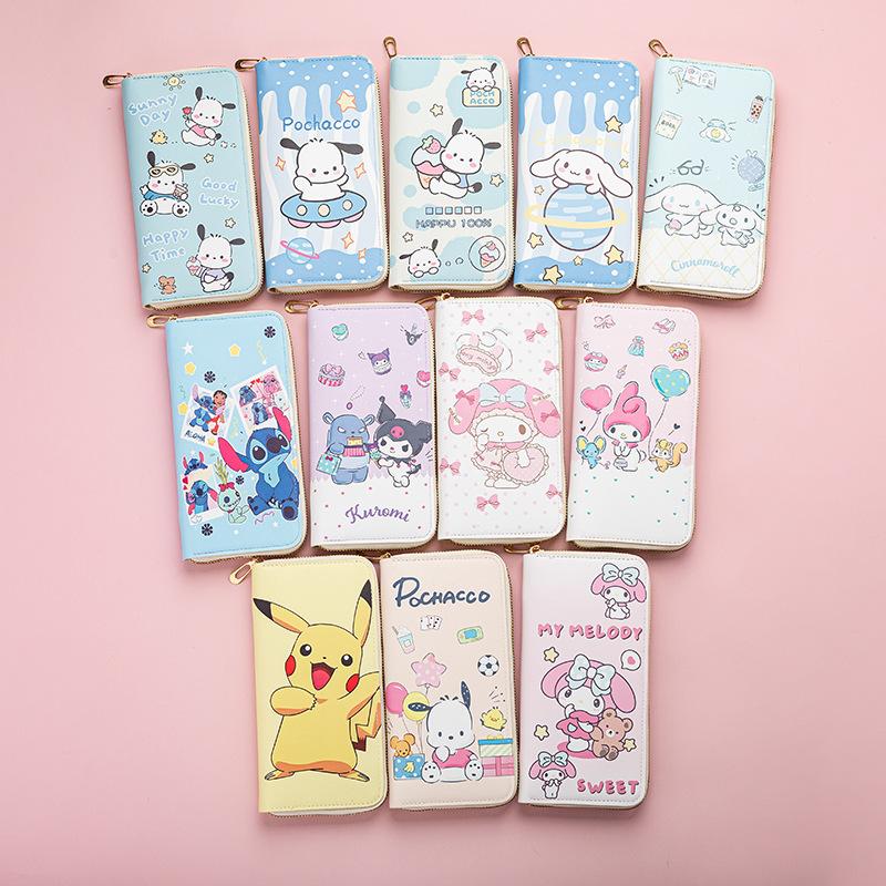 New Style Children's Wallet, Medium-Length Zipper Clutch, Cartoon-Style, Fashionable, Foreign Trade Pu Leather Student Wallet, Coin Purse