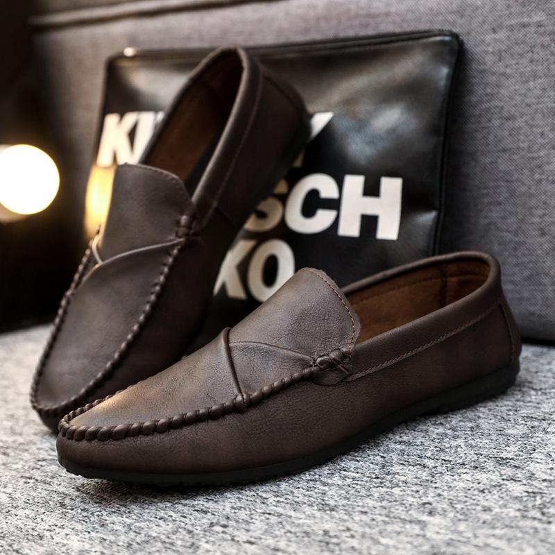 Summer Men's Loafers Men's Leather Shoes Casual Trendy Korean Style British Shoes 2024 New Summer Soft Sole Lazy Shoes