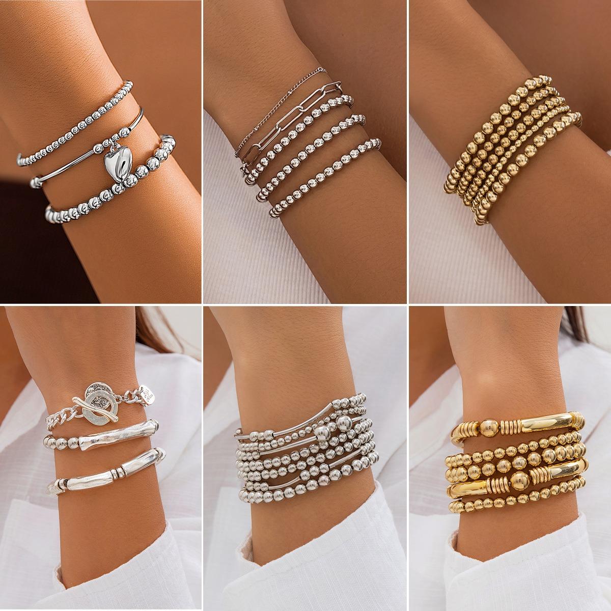 Cross-Border Hair Accessories, Gorgeous Hand Accessories, Personalized Fashion Beaded Bracelets, Niche Design Pendants, Metal Style Bracelets