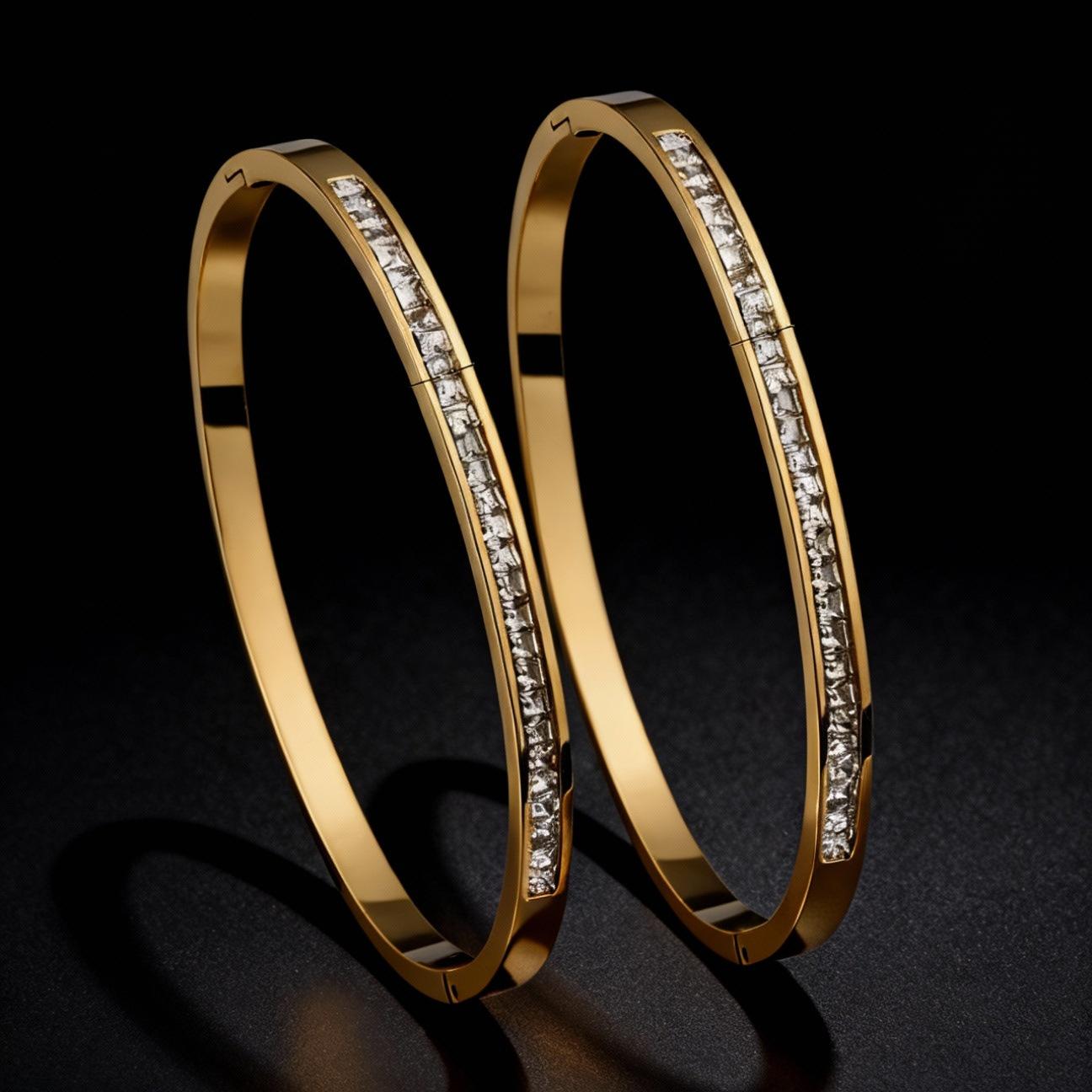 Stainless Steel Bracelets for Girls, Non-Fading Bracelets with Diamond Inlays, Niche Design, Versatile Titanium Steel Bracelets Wholesale