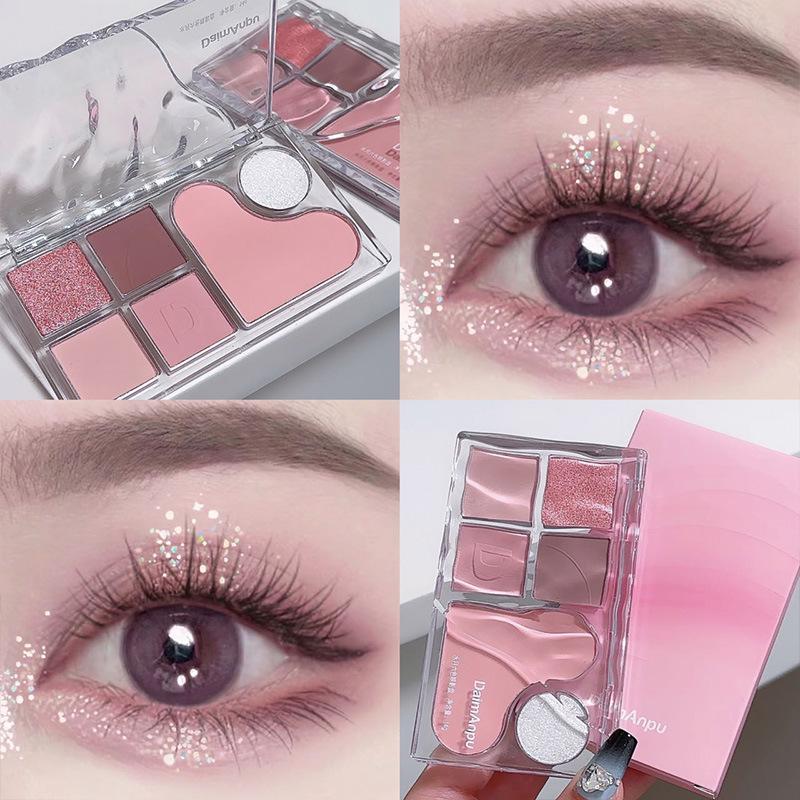 Daimanpu Shuiyue Six-Color Eye Shadow Palette, Delicate and Not Easy to Fly Powder, Student Makeup, Daily Beauty Matte Eye Shadow