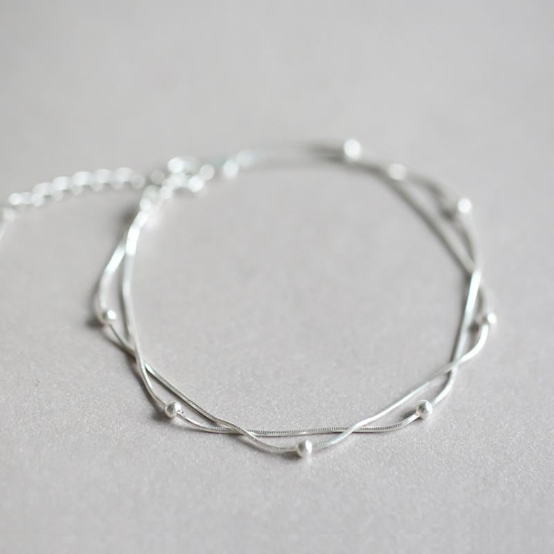 2023 Bracelet Women's Fashion Double-layer Matte Small Ball Design Niche Simple Sweet Small Light Bead Silver Jewelry