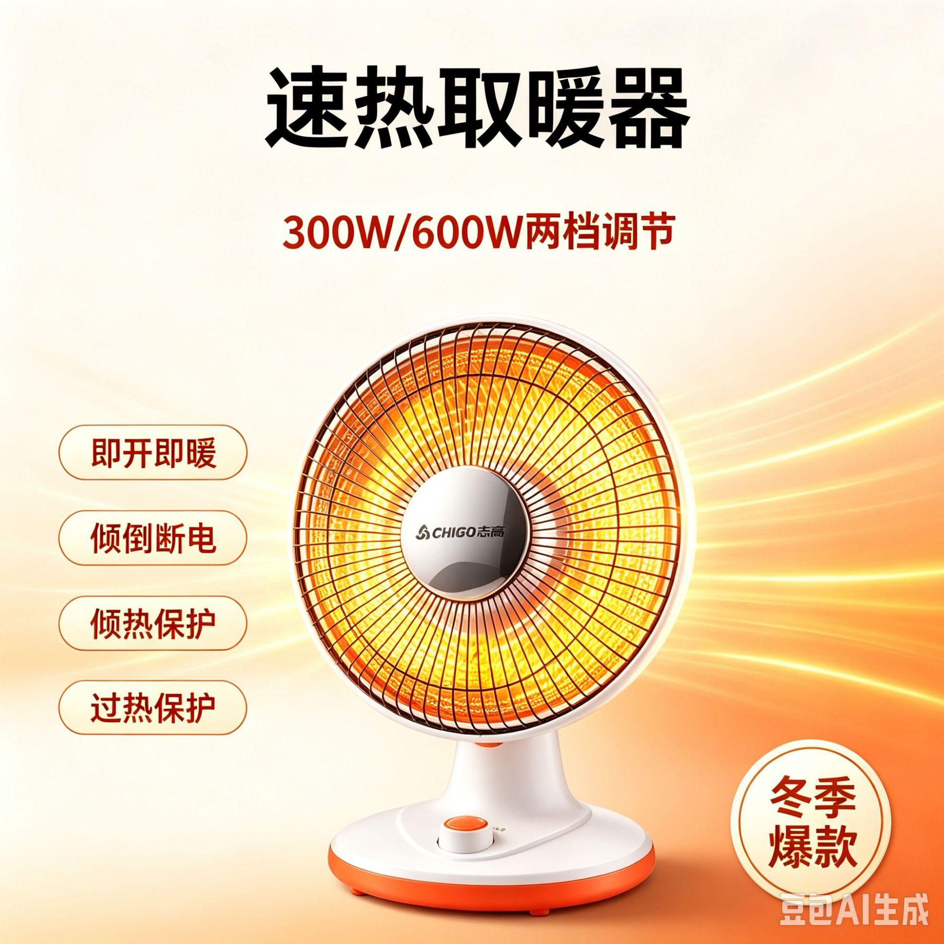 Chigo small sun heater, household electric heater, hot fan, energy-saving and electricity-saving, desktop heater