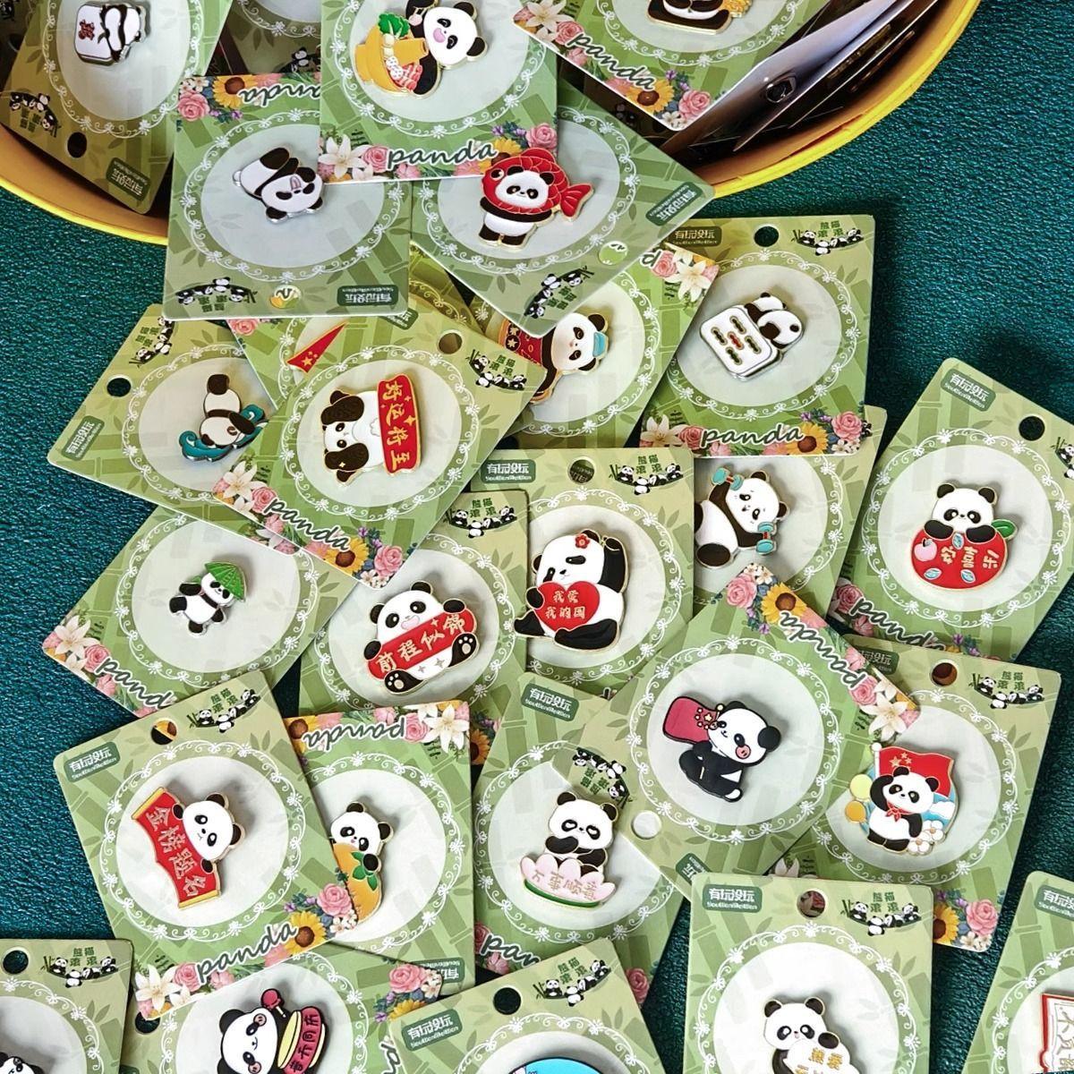 Panda Brooch Badge National Treasure Flower New National Fashion Metal Badge National Souvenir Gift Accessories Bag Pendant