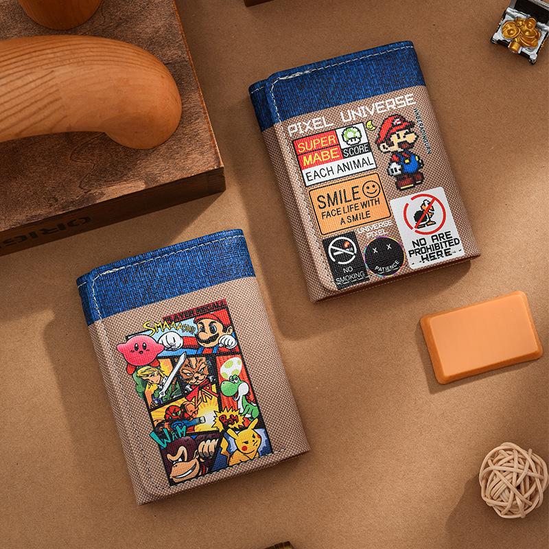 Super Mario Wallet Men's Coin Purse 2-in-1 87% off Denim Durable Trendy Style for College Students