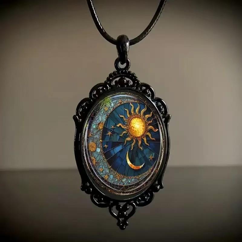 Cross border retro gothic crow cross witch halloween pendant necklace wholesale European and American jewelry