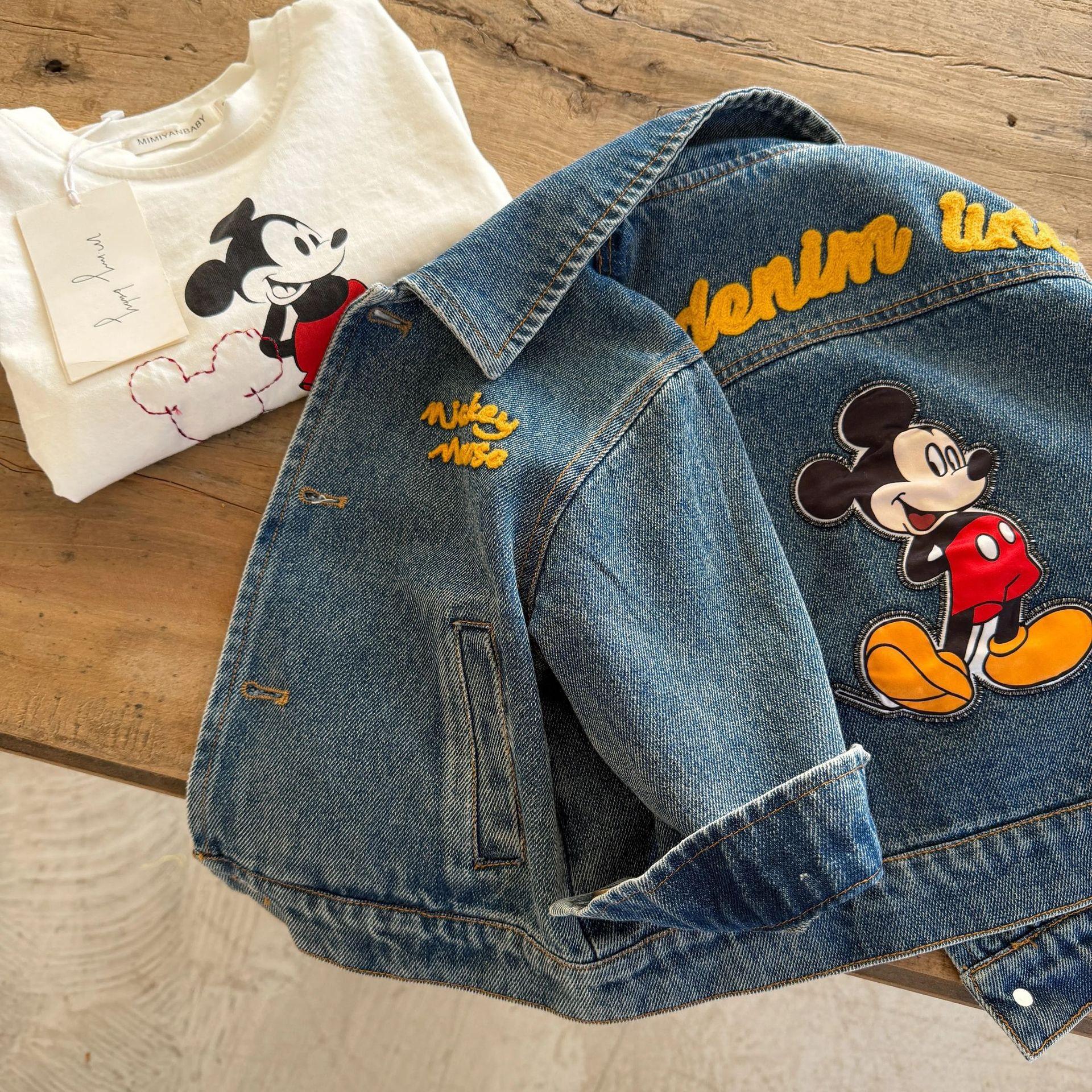 Children's Cartoon Denim Jacket Korean Version Spring and Autumn New Style Toddler Jacket Baby Denim Top Boys' Coat