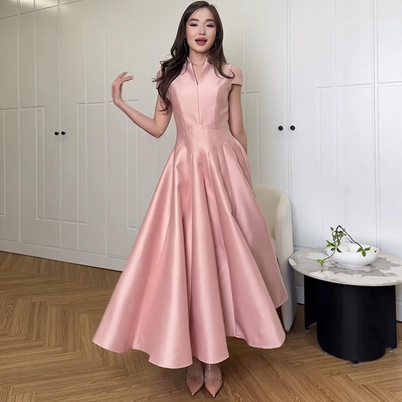 2026 Summer New Style European and American Amazon Foreign Trade New French Elegant Short-Sleeve Long Dress Gown