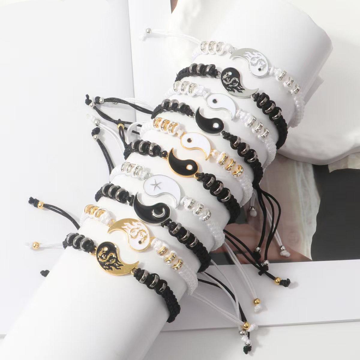 Tai Chi Bracelet Fashionable Cross-Border Black and White Tai Chi Bagua Bracelet Couple's Woven Black and White Tai Chi Bagua Bracelet