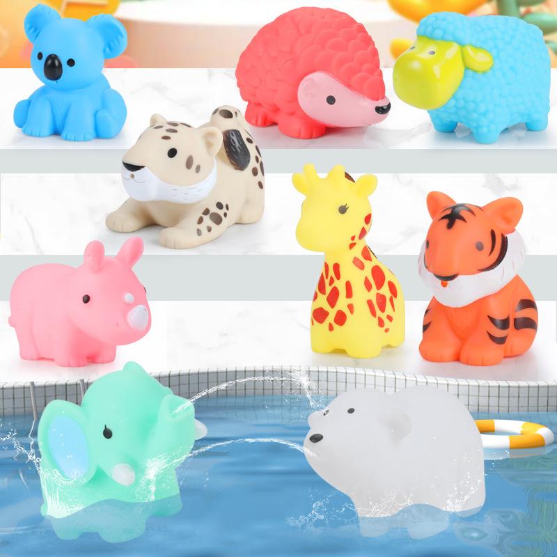 Children's bath water spray vinyl soft glue pinch cute animal Elephant tiger baby baby bath toys