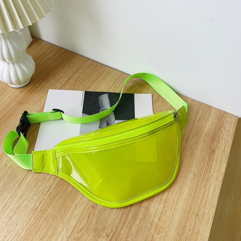 Trendy PVC Transparent Fluorescent Waist Bag for Women, Manufacturer's Cross-Border Wholesale, Outdoor Style, Adjustable Crossbody Chest Bag