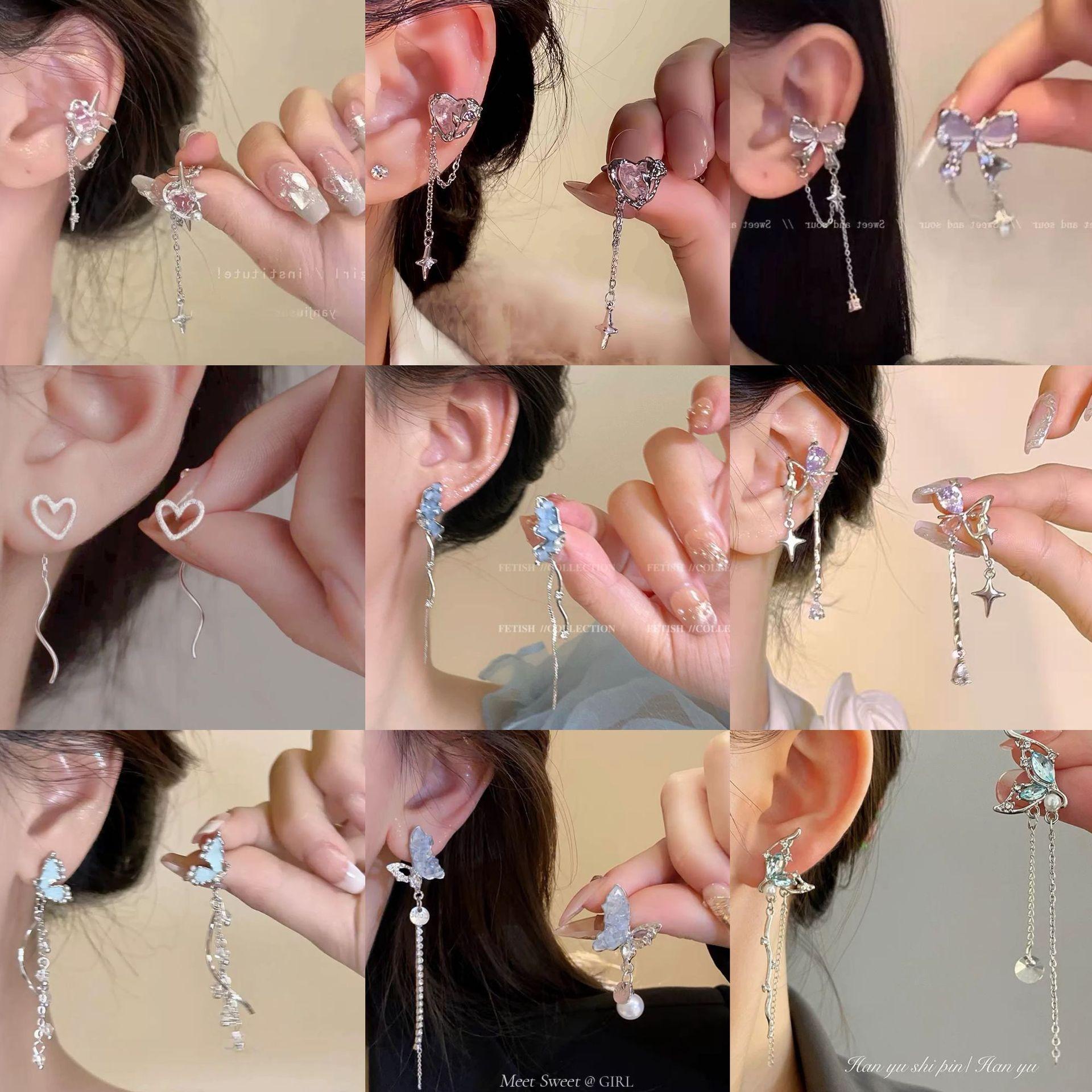 Super Fairy Butterfly Long Tassel Earrings Without Ear Holes, Romantic, Gentle, Niche, High-End, Versatile, Clip-On Earrings for Non-Pierced Ears