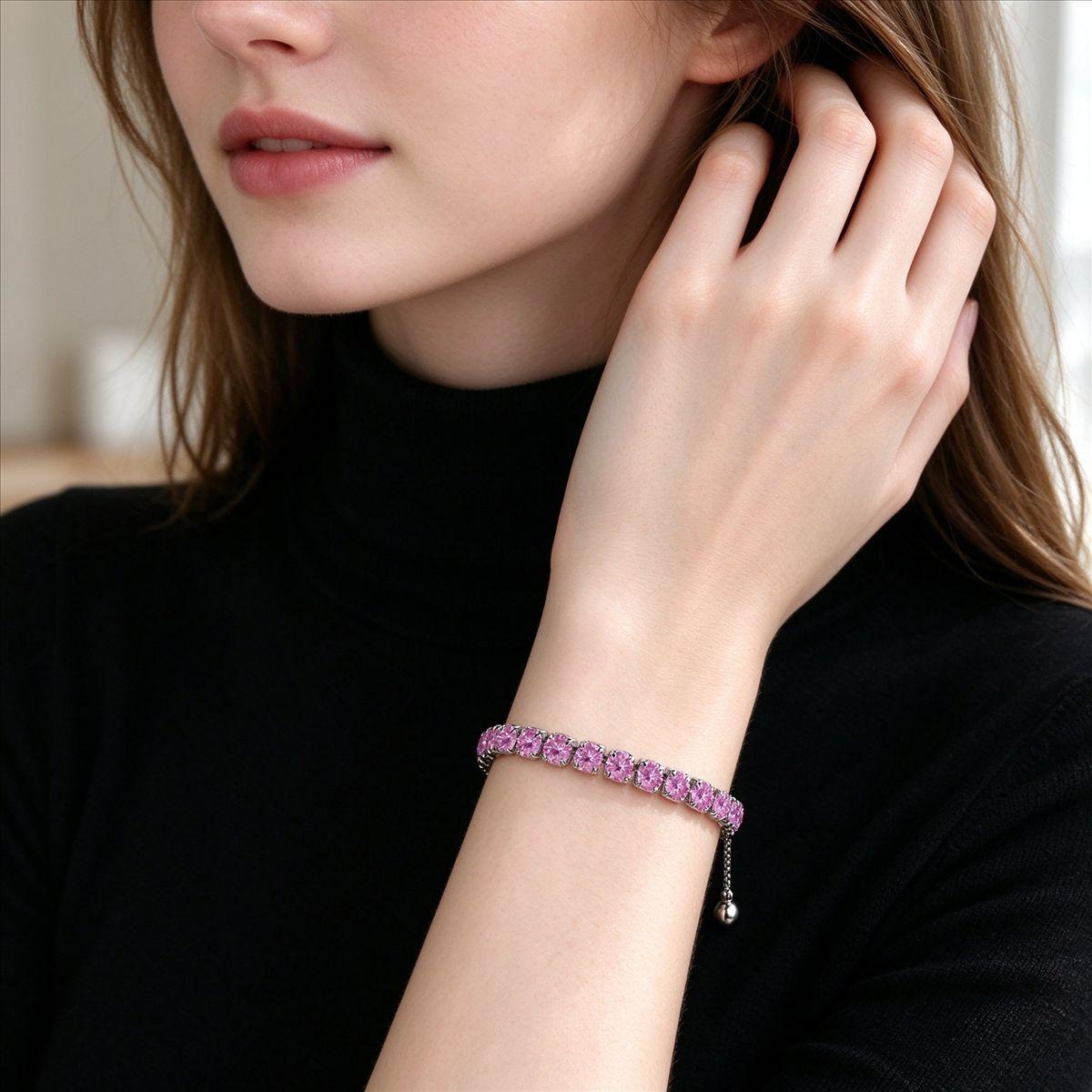 Cross-Border Hot Selling Round 4mm Copper Inlaid Zircon Pull-Out Adjustable Crystal Tennis Bracelet for Women Factory Direct Sales Wholesale